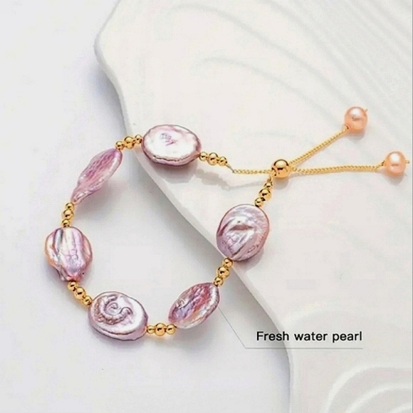 18k GOLD FRESH WATER PEARL BRACELET - Picture 3 of 3